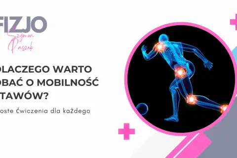 Anatomia biegacza z podświetlonymi stawami, podkreślająca znaczenie mobilności.