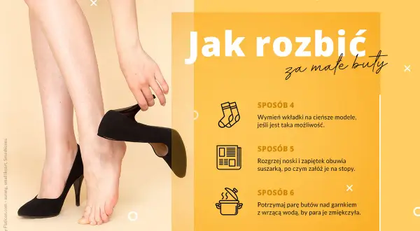Jak rozbić za małe buty? Poznaj 3 sprawdzone sposoby: wymień wkładki, użyj suszarki lub pary wodnej.