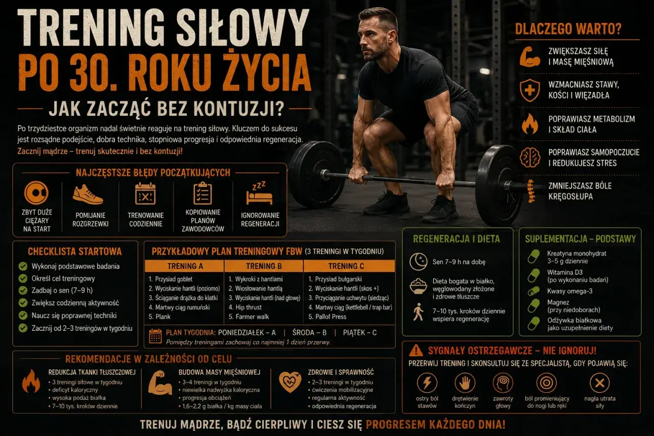 Sylwetka mezomorfika z ciężarem, wskazówki treningowe po 30. roku życia.