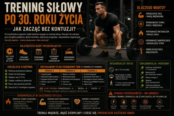 Sylwetka mezomorfika z ciężarem, wskazówki treningowe po 30. roku życia.